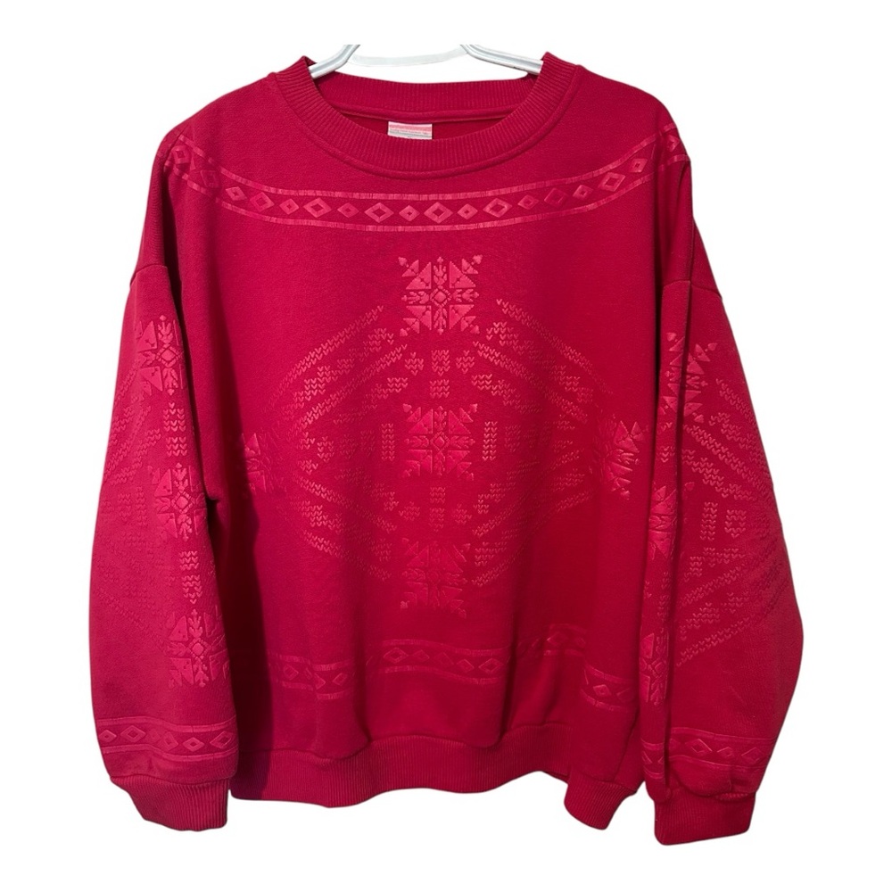 Vintage Lady Footlocker Crewneck Grandma Sweater Pattern Design Women’s Large